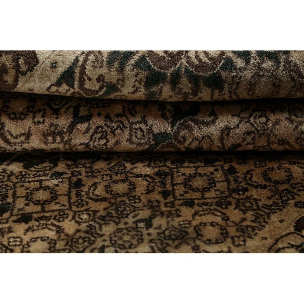 Geometric Muted Tabriz Hand Knotted Wool Vintage Persian Rug - 9'10" x 2'10" runner