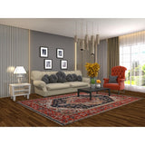 Geometric Navy Blue Heriz Serapi Indian Rug Hand-Knotted Wool Carpet - 6'1" x 9'0"
