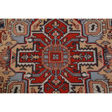 Geometric Navy Blue Heriz Serapi Indian Rug Hand-Knotted Wool Carpet - 6'1" x 9'0"
