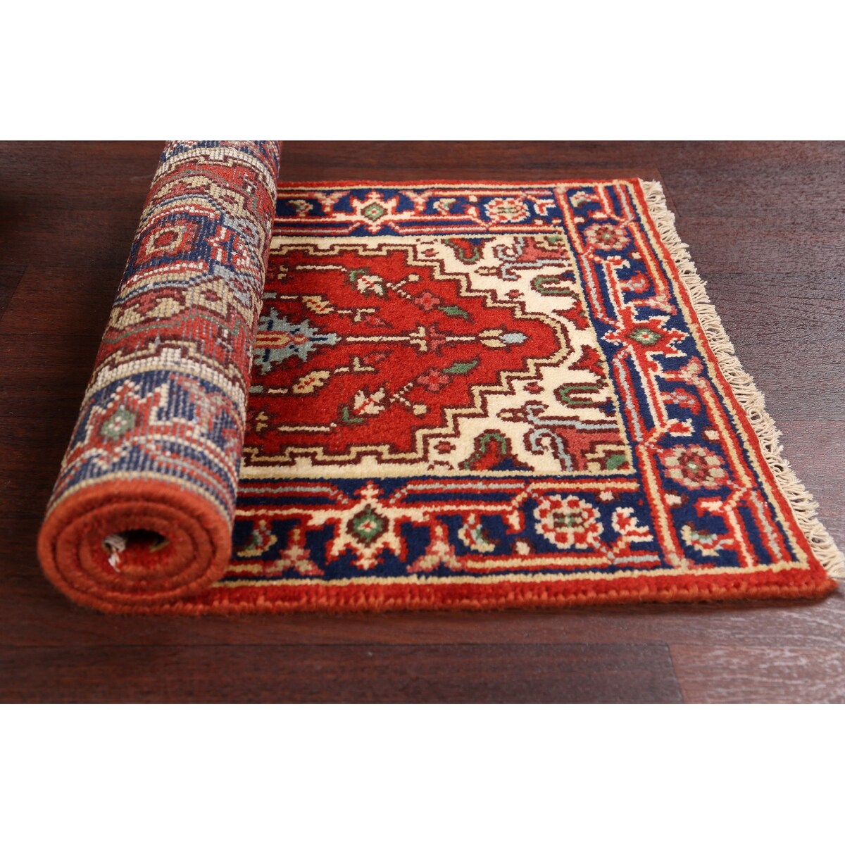 Geometric Oriental Heriz Traditional Area Rug Wool Handmade Carpet - 2'2" x 4'3"