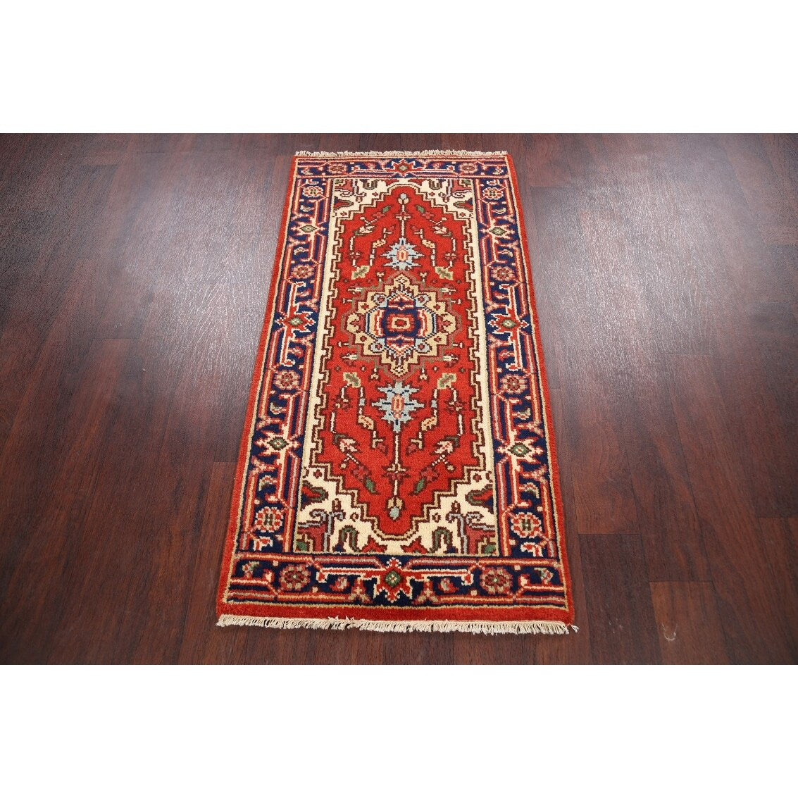 Geometric Oriental Heriz Traditional Area Rug Wool Handmade Carpet - 2'2" x 4'3"