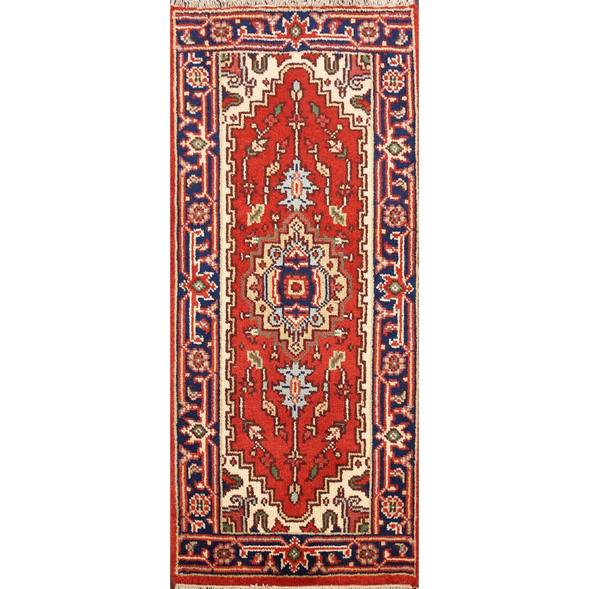 Geometric Oriental Heriz Traditional Area Rug Wool Handmade Carpet - 2'2" x 4'3"