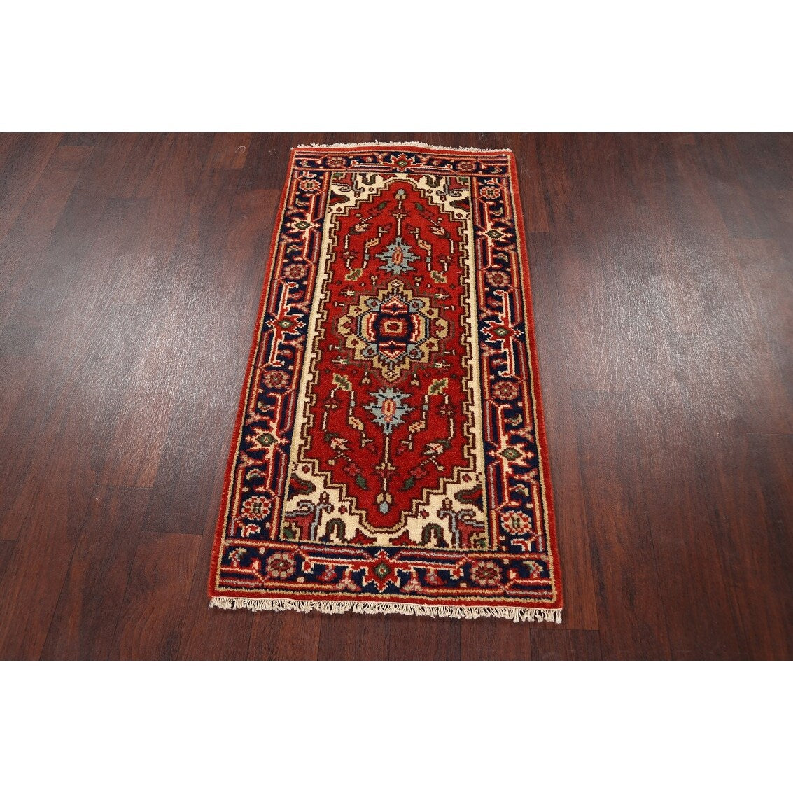 Geometric Oriental Heriz Traditional Area Rug Wool Handmade Carpet - 2'2" x 4'3"