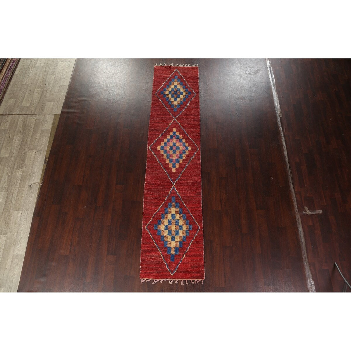 Geometric Oriental Tribal Moroccan Runner Rug Wool Hand-knotted Carpet - 2'8" x 12'3"