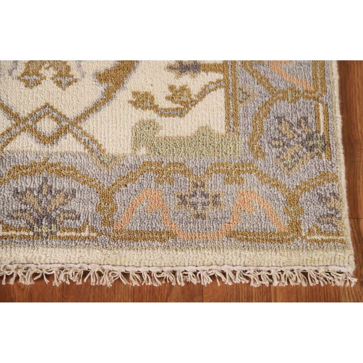 Geometric Oushak Oriental Runner Rug Handmade Wool Carpet - 2'7"x 7'11"
