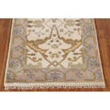 Geometric Oushak Oriental Runner Rug Handmade Wool Carpet - 2'7"x 7'11"