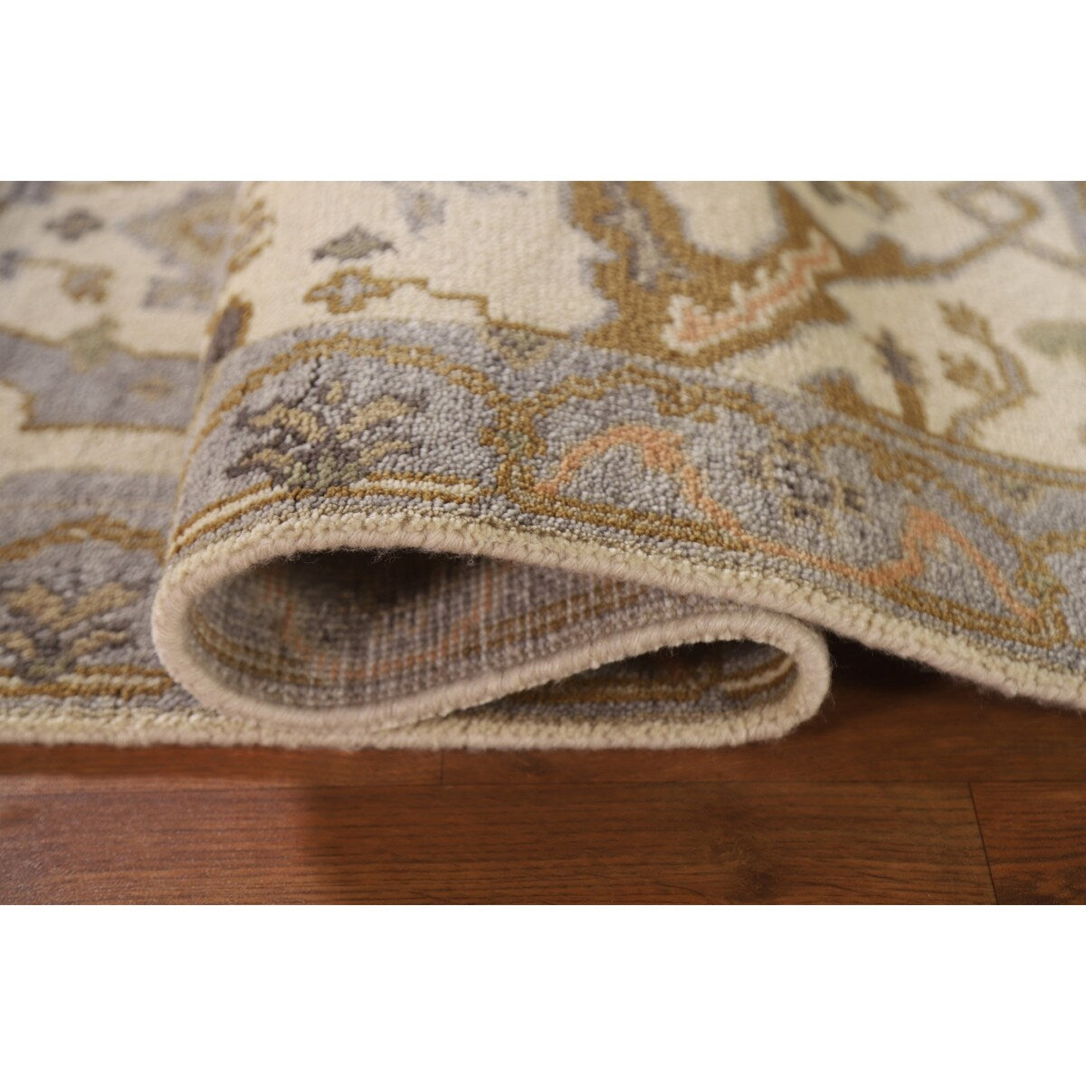 Geometric Oushak Oriental Runner Rug Handmade Wool Carpet - 2'7"x 7'11"