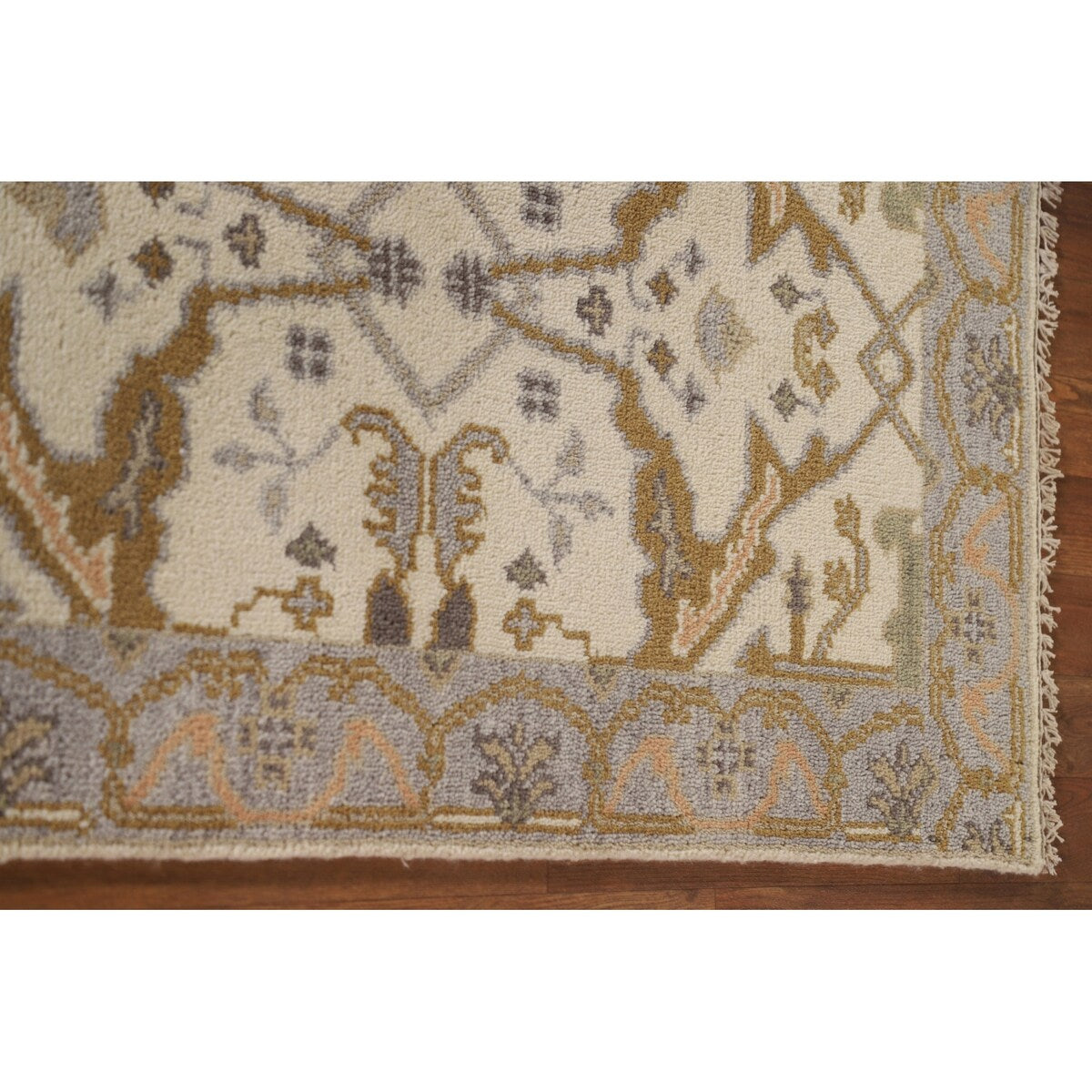 Geometric Oushak Oriental Runner Rug Handmade Wool Carpet - 2'7"x 7'11"