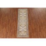 Geometric Oushak Oriental Runner Rug Handmade Wool Carpet - 2'7"x 7'11"