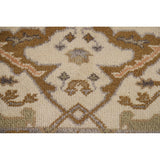 Geometric Oushak Oriental Runner Rug Handmade Wool Carpet - 2'7"x 7'11"