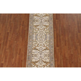 Geometric Oushak Oriental Runner Rug Handmade Wool Carpet - 2'7"x 7'11"