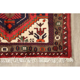 Geometric Persian Hamedan Area Rug Wool Hand-knotted Kitchen Carpet - 3'2" x 4'7"