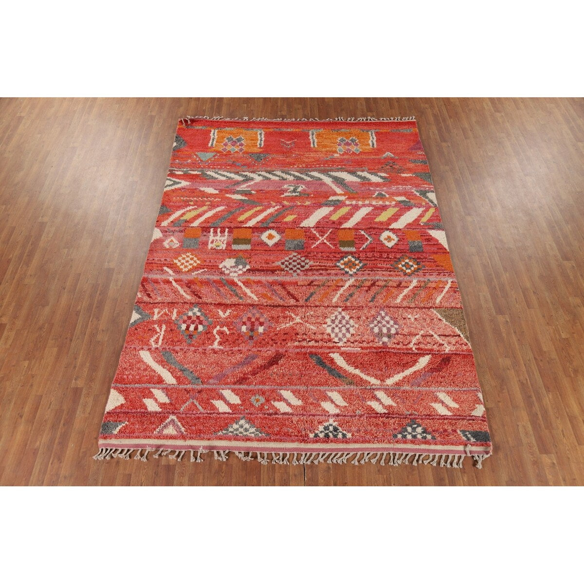 Geometric Plush Moroccan Area Rug Handmade Bedroom Wool Carpet - 7'10" x 10'9"