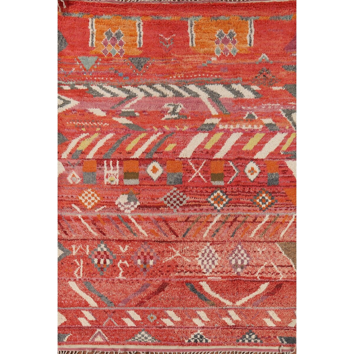 Geometric Plush Moroccan Area Rug Handmade Bedroom Wool Carpet - 7'10" x 10'9"