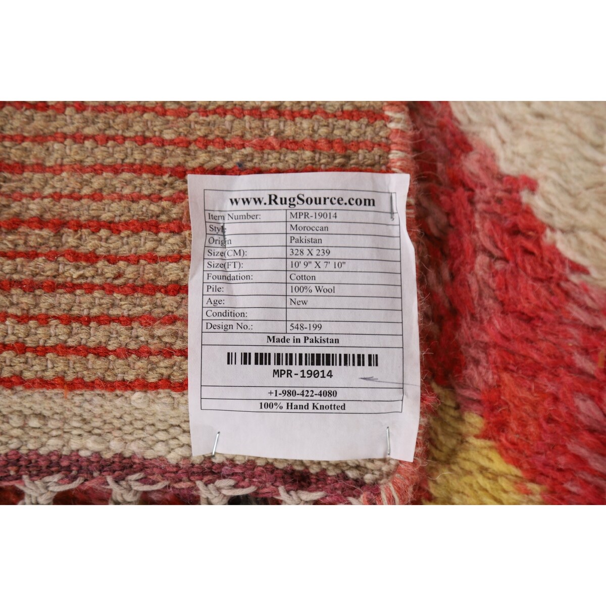 Geometric Plush Moroccan Area Rug Handmade Bedroom Wool Carpet - 7'10" x 10'9"