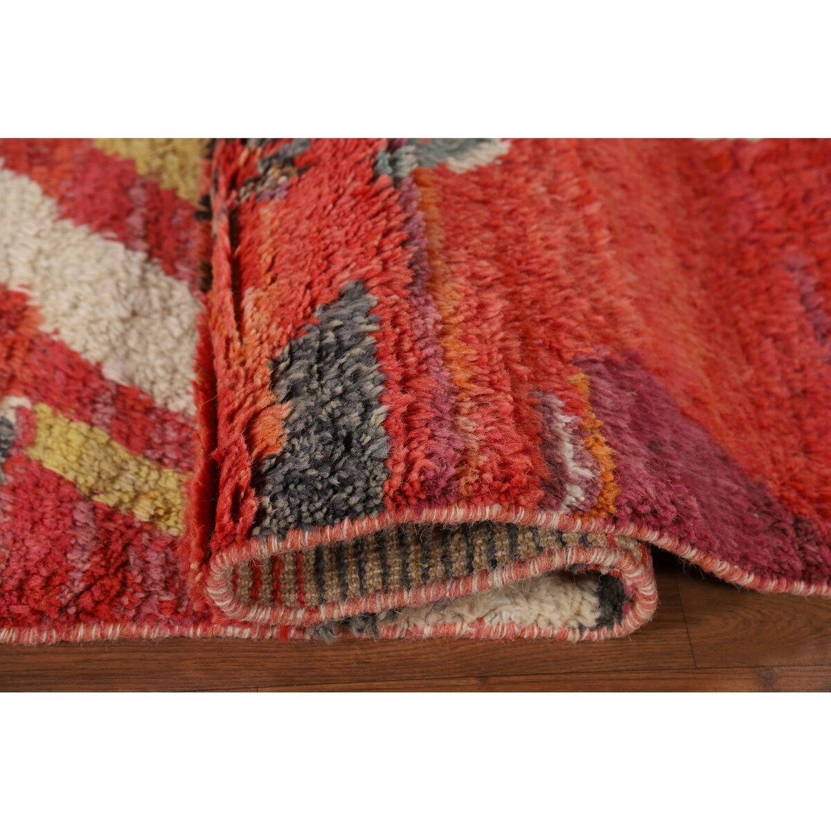Geometric Plush Moroccan Area Rug Handmade Bedroom Wool Carpet - 7'10" x 10'9"