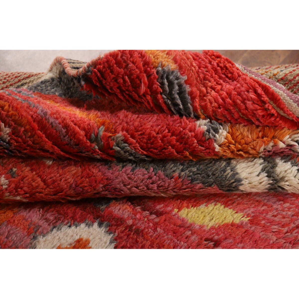 Geometric Plush Moroccan Area Rug Handmade Bedroom Wool Carpet - 7'10" x 10'9"
