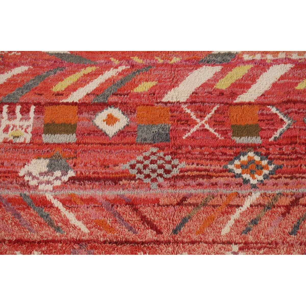 Geometric Plush Moroccan Area Rug Handmade Bedroom Wool Carpet - 7'10" x 10'9"