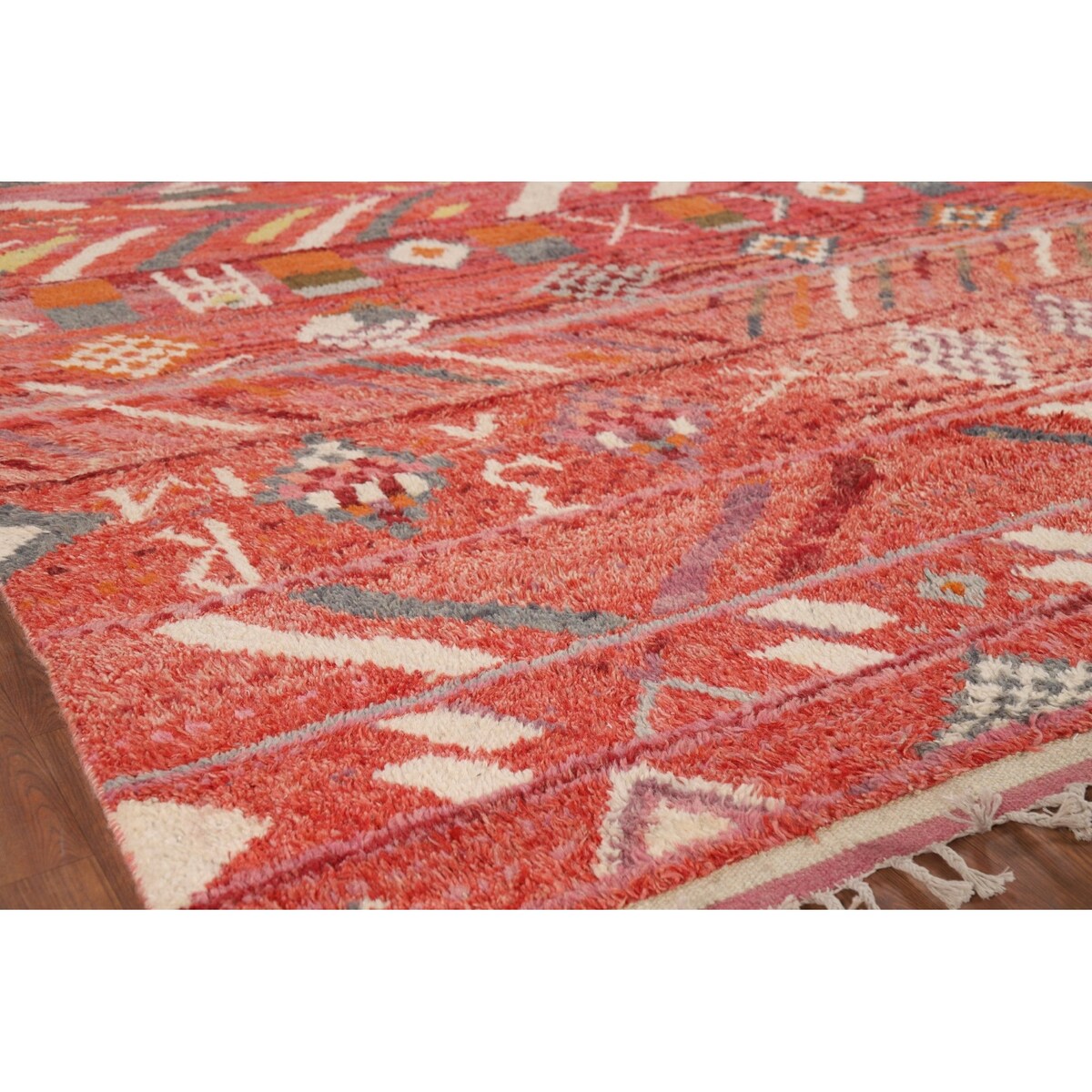 Geometric Plush Moroccan Area Rug Handmade Bedroom Wool Carpet - 7'10" x 10'9"