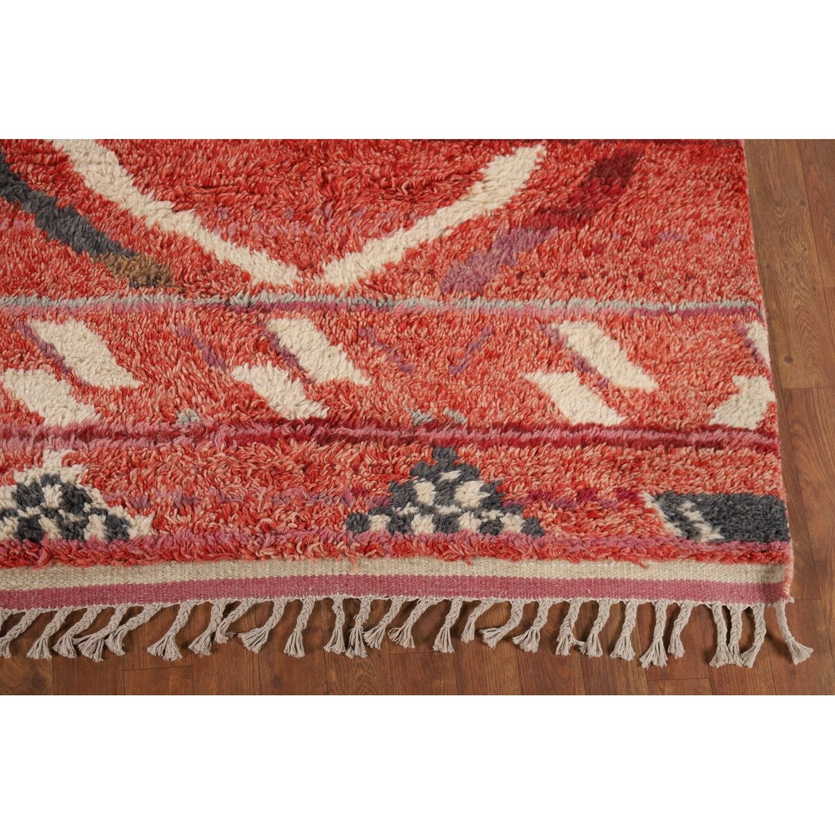 Geometric Plush Moroccan Area Rug Handmade Bedroom Wool Carpet - 7'10" x 10'9"