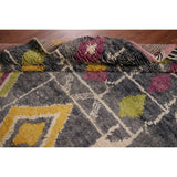 Geometric Plush Moroccan Oriental Area Rug Hand-Knotted Wool Carpet - 7'3" x 10'1"