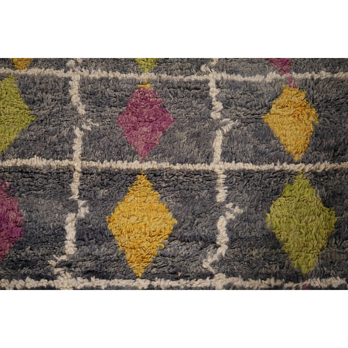 Geometric Plush Moroccan Oriental Area Rug Hand-Knotted Wool Carpet - 7'3" x 10'1"
