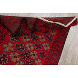 Geometric Red Balouch Afghan Oriental Wool Area Rug - 4' 1'' X 6' 3''