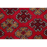 Geometric Red Balouch Afghan Oriental Wool Area Rug - 4' 1'' X 6' 3''