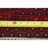 Geometric Red Balouch Afghan Oriental Wool Area Rug - 4' 1'' X 6' 3''