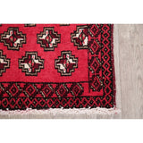 Geometric Red Balouch Oriental Wool Area Rug - 2' 1'' X 3' 1''