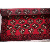 Geometric Red Balouch Oriental Wool Area Rug - 2' 1'' X 3' 1''