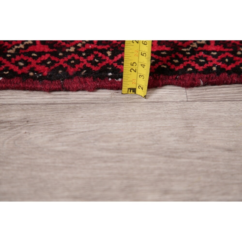 Geometric Red Balouch Oriental Wool Area Rug - 2' 1'' X 3' 1''