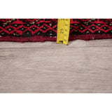 Geometric Red Balouch Oriental Wool Area Rug - 2' 1'' X 3' 1''