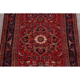 Geometric Red Heriz Persian Runner Rug Handmade Staircase Carpet - 4'2" x 12'4"