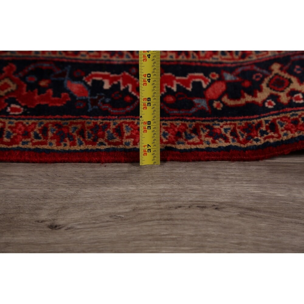 Geometric Red Heriz Persian Runner Rug Handmade Staircase Carpet - 4'2" x 12'4"