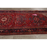Geometric Red Heriz Persian Runner Rug Handmade Staircase Carpet - 4'2" x 12'4"