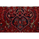 Geometric Red Heriz Persian Runner Rug Handmade Staircase Carpet - 4'2" x 12'4"