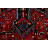 Geometric Red Heriz Persian Runner Rug Handmade Staircase Carpet - 4'2" x 12'4"