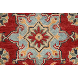 Geometric Red Kazak Runner Rug Hand-Knotted Wool Carpet - 2'1" x 6'0"
