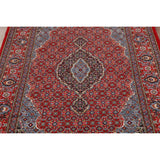 Geometric Red Tabriz Turkish Area Rug Traditional Machine Made Carpet - 6'4" x 9'7"