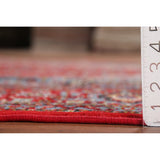 Geometric Red Tabriz Turkish Area Rug Traditional Machine Made Carpet - 6'4" x 9'7"