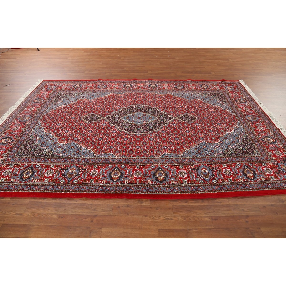 Geometric Red Tabriz Turkish Area Rug Traditional Machine Made Carpet - 6'4" x 9'7"