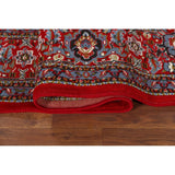 Geometric Red Tabriz Turkish Area Rug Traditional Machine Made Carpet - 6'4" x 9'7"