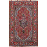 Geometric Red Tabriz Turkish Area Rug Traditional Machine Made Carpet - 6'4" x 9'7"