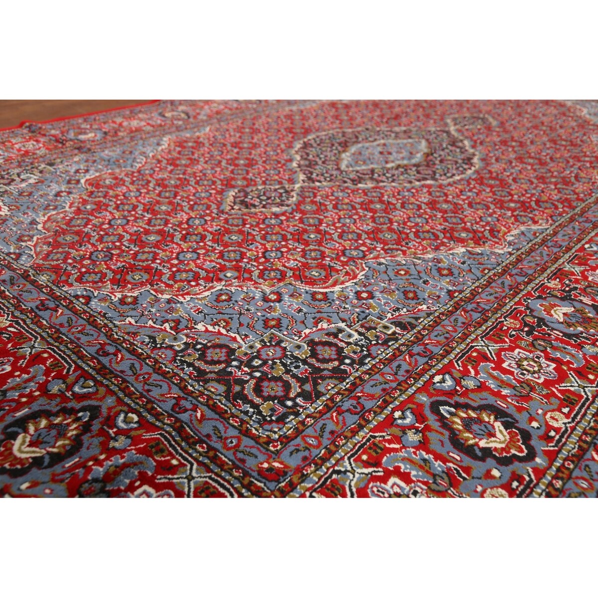 Geometric Red Tabriz Turkish Area Rug Traditional Machine Made Carpet - 6'4" x 9'7"
