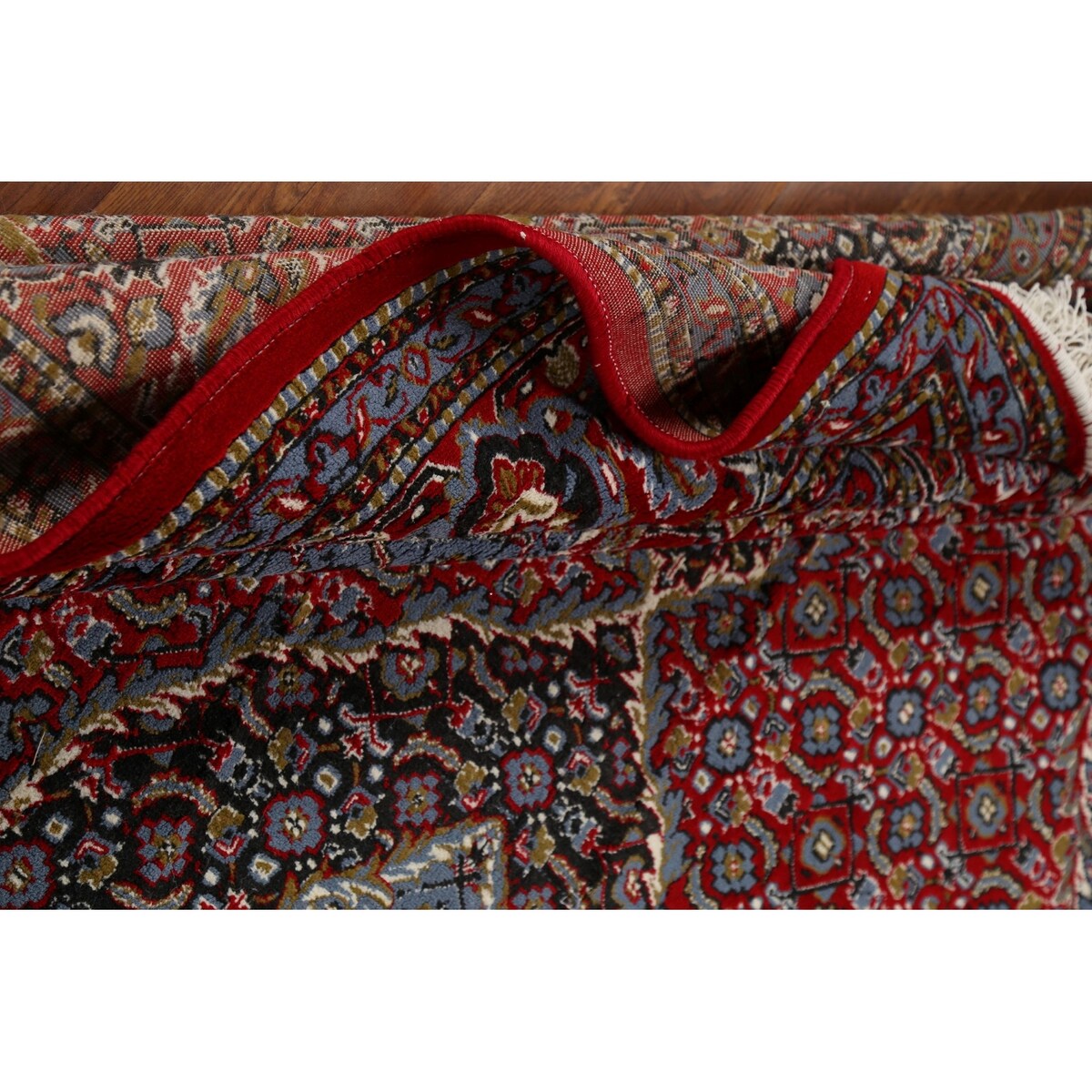 Geometric Red Tabriz Turkish Area Rug Traditional Machine Made Carpet - 6'4" x 9'7"