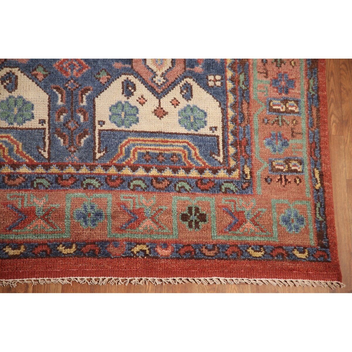 Geometric Sirjan Oriental Area Rug Hand-knotted Wool Carpet - 7'10" x 9'11"