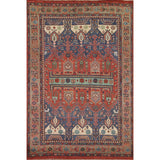 Geometric Sirjan Oriental Area Rug Hand-knotted Wool Carpet - 7'10" x 9'11"