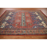 Geometric Sirjan Oriental Area Rug Hand-knotted Wool Carpet - 7'10" x 9'11"