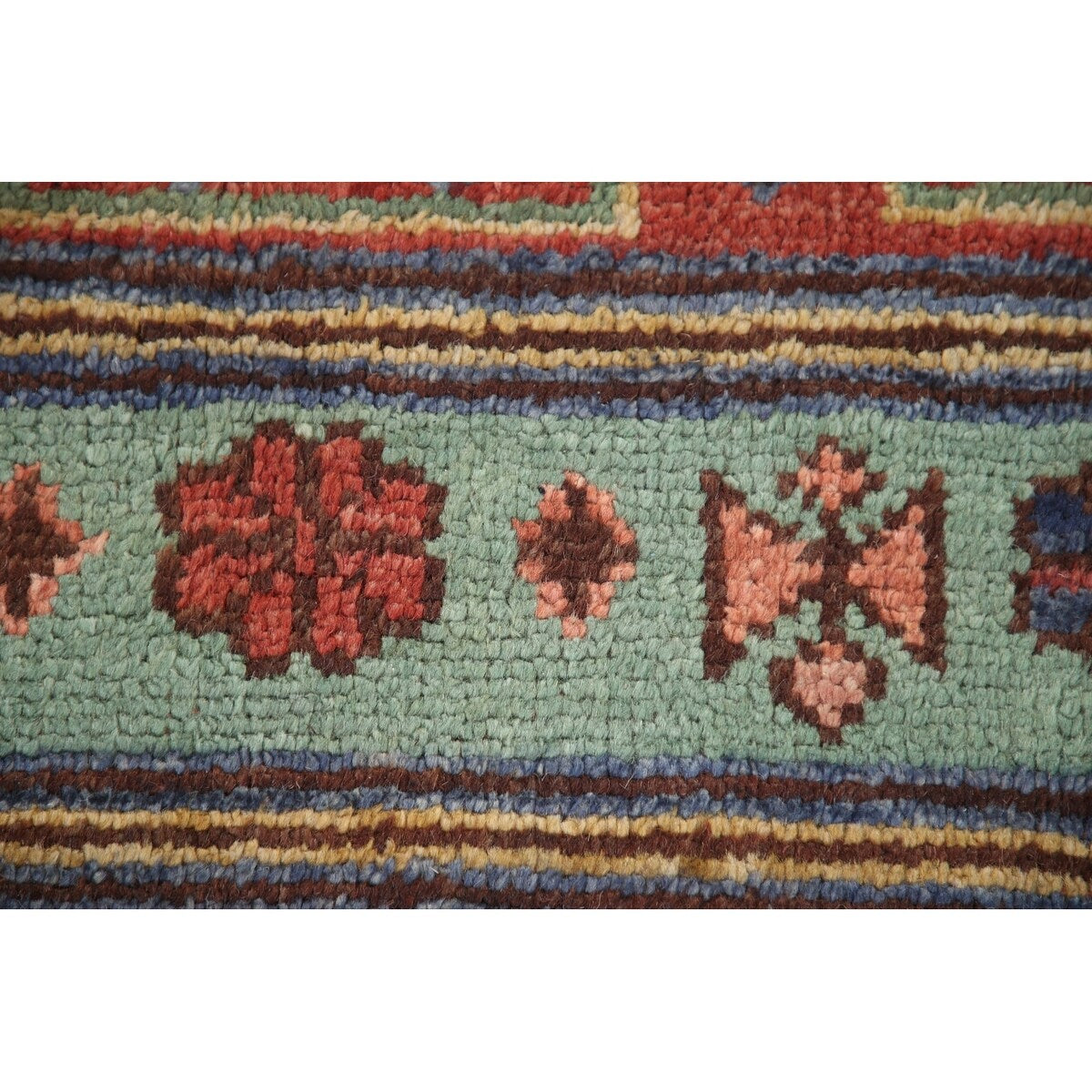 Geometric Sirjan Oriental Area Rug Hand-knotted Wool Carpet - 7'10" x 9'11"
